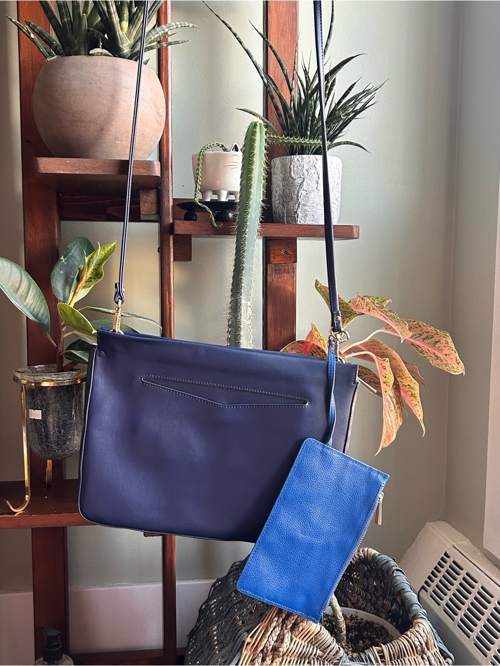 Blue Women’s Crossbody Bag with Zip Pouch - Brand Unspecified